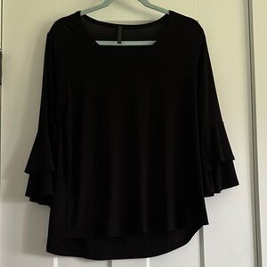 Chic Black Ruffle Sleeve Blouse